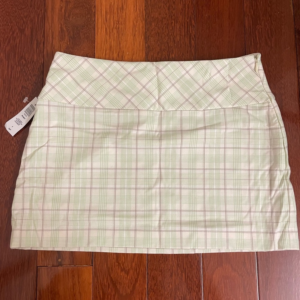 Aritzia Green Plaid Mini Skirt